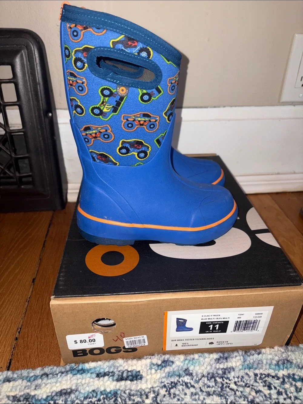 Bogs Kids Blue and Orange Monster Truck Boots